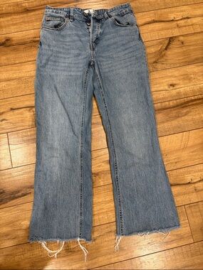 H&M Light Blue Flared Jeans with Frayed Hem